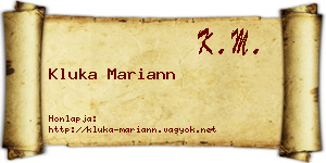 Kluka Mariann névjegykártya